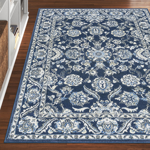 Lark Manor Madison Oriental Dark Blue Area Rug & Reviews Wayfair